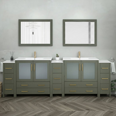 108" Double Bathroom Vanity Set with Mirror