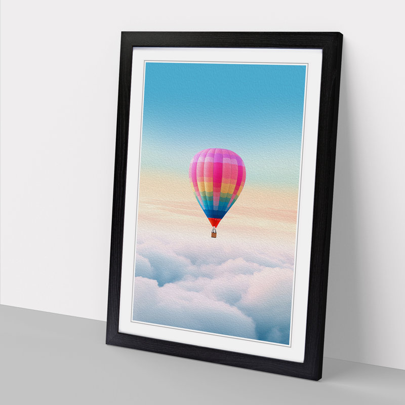 Hot Air Balloon Colour Field - Framed Print, 46cm H x 34cm W x 2cm D, Black Framed