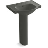 Veer™ Ceramic Pedestal Bathroom Sink with Overflow