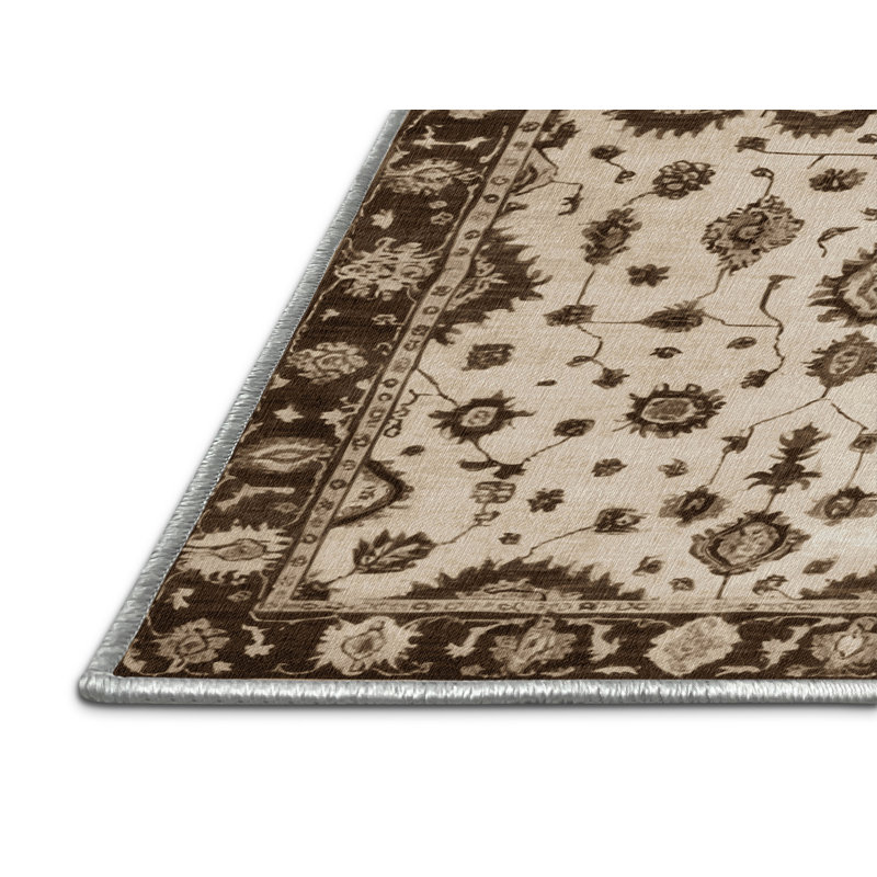 Machine Washable Overdyed Beige Area Rug, Rectangle 6' x 9'