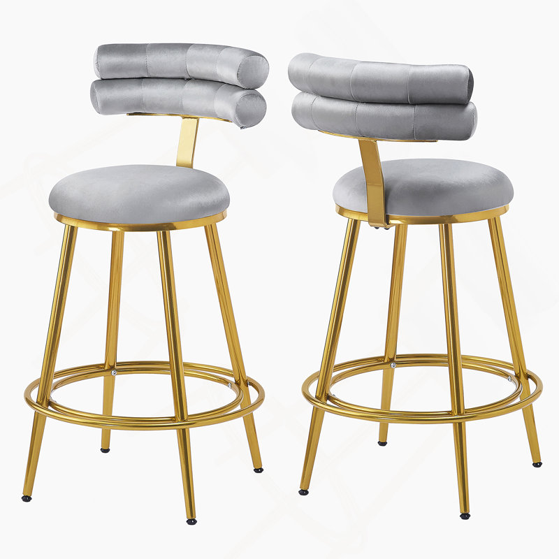 Ensemble de deux tabourets de comptoir modernes au design ergonomique avec dossier et coussin moelleux, repose-pieds, idéal pour la cuisine, la chambre à coucher ou la salle à manger