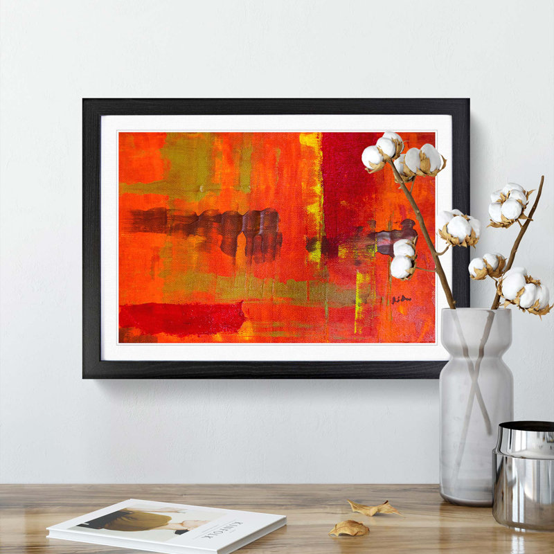 Abstract Art Painting Vol.200 by S.Johnson - Picture Frame Painting Print, 62cm H x 87cm W x 2cm D, Black Framed