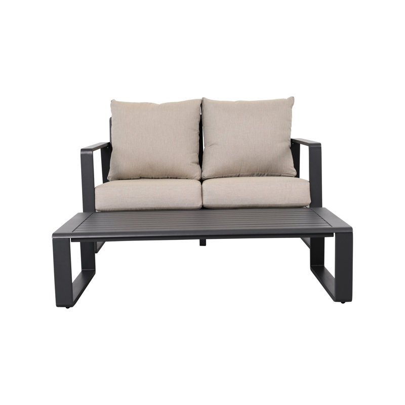 Grey Cushioned Aluminium & Rectangular Coffee Table Jm 9017. Modern Furniture Ensemble And Fashionable