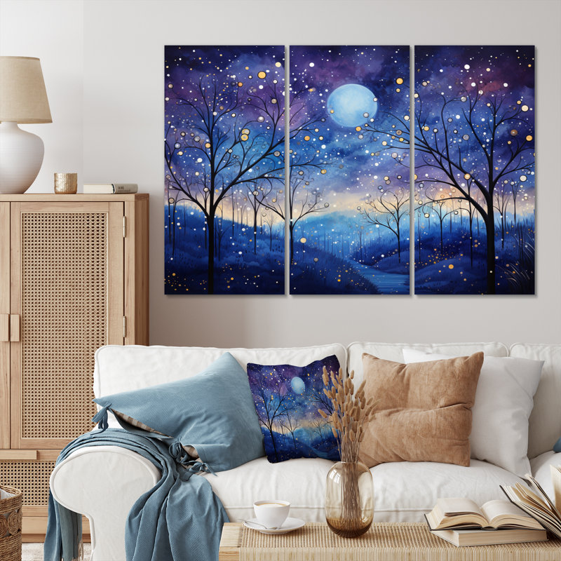 Indigo Dreams III sur toile, reproduction de 3 pièces, H 28 po x l 36 po x P 1 po