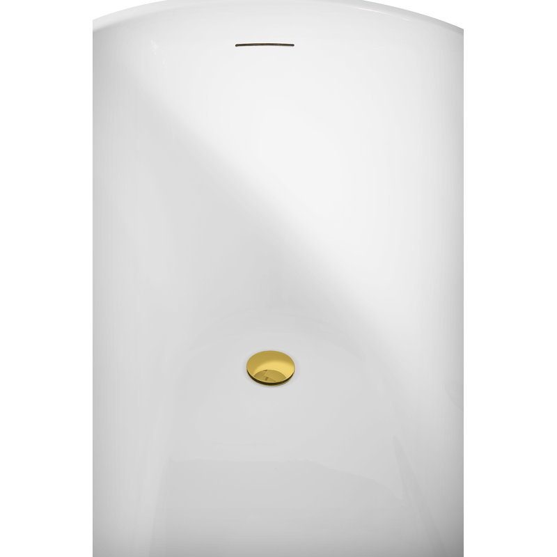 67" Streamline Soaking Freestanding Tub and Tray With Internal Drain, Polished Gold