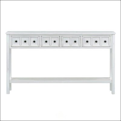 Ashay Rustic Console Table,Entry table,Hallway table with 60" Long with two Different Size Drawers and Bottom Shelf