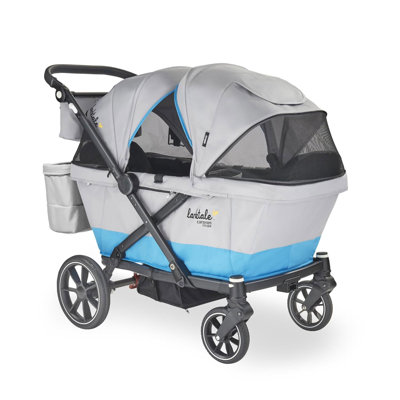 Larktale Caravan Coupe V2 Compact Stroller, Reclining 2-Seat Wagon, Gray