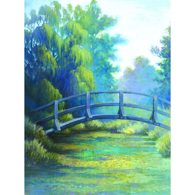 Pont sur étang - reproduction sur toile tendue, H 48 po x l 36 po