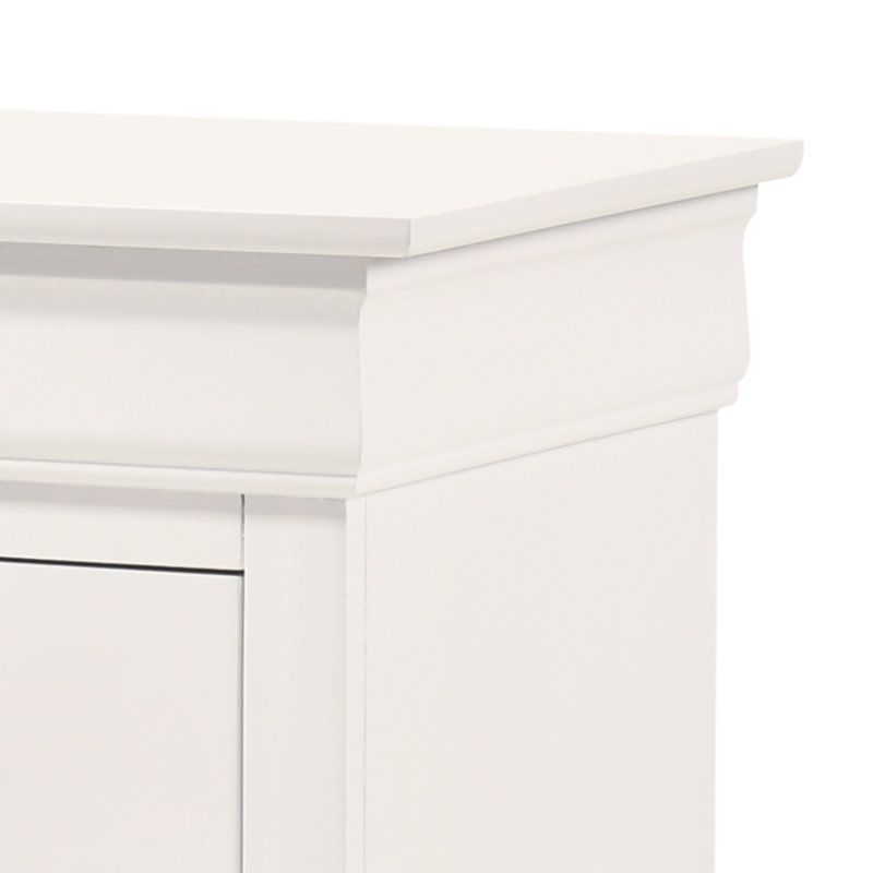 Table de chevet 2 tiroirs LouisPhillipe avec base sculptée, blanc, Blanc