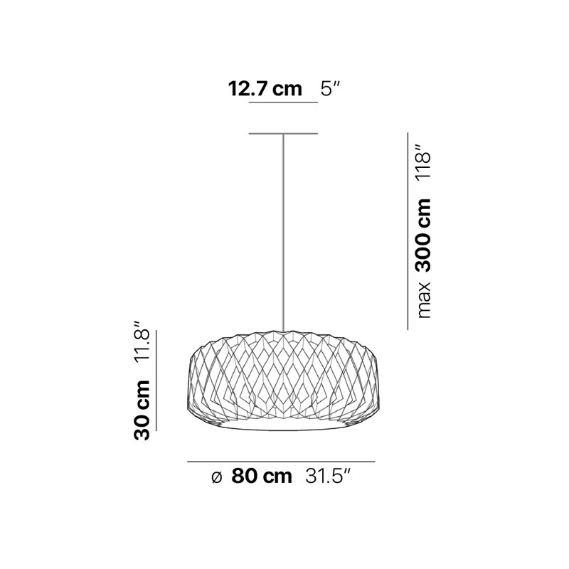 Luminaire tambour suspendu 1 lumière Pilke, Teinte blanche
