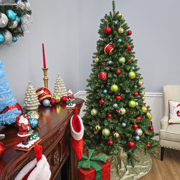The Holiday Aisle® North Valley Spruce Tree with Multicolor Lights ...