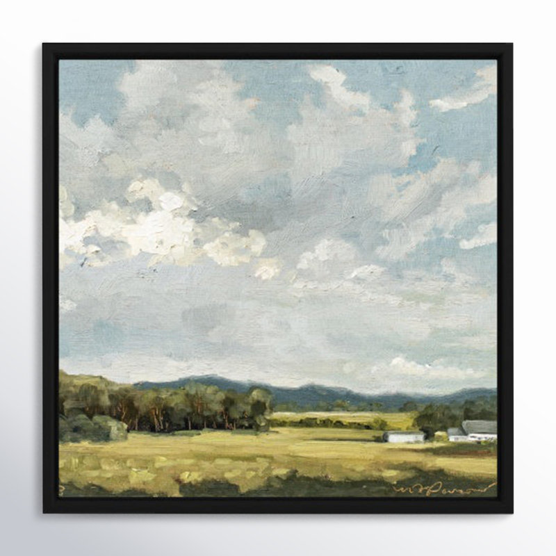 «Nice View No 8» encadré par Miss Mustard Seed, peinture, H 12 po x l 12 po x P 2 po, Toile encadrée noire, Non