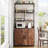 70.8" Bar Cabinet With Goblet Holder 5 Tier Bakers Rack With Cabinet Large Baker Rack