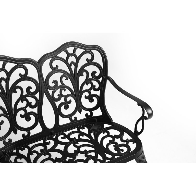 Mobilier d'extérieur en fonte d'aluminium avec banc floral, Noir