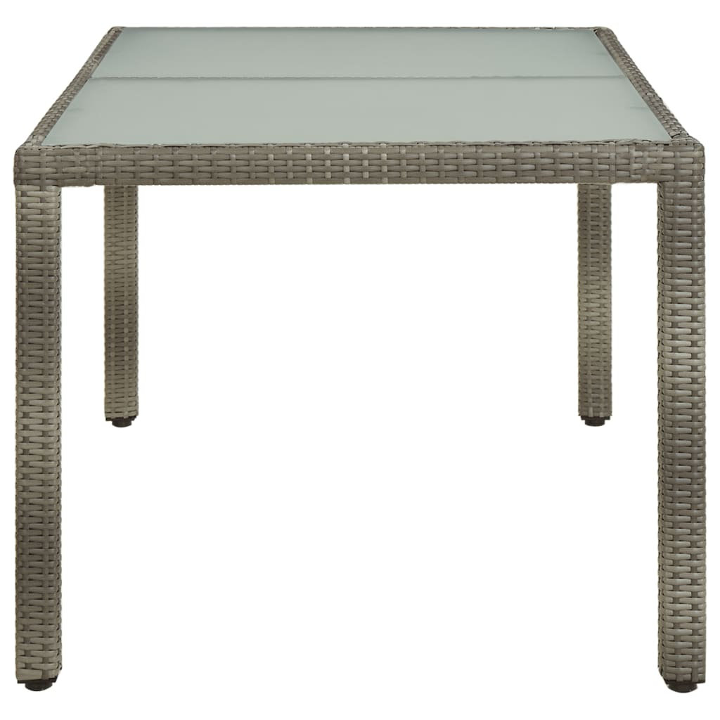 vidaXL Patio Table Tempered Glass and Poly Rattan Table 35.4