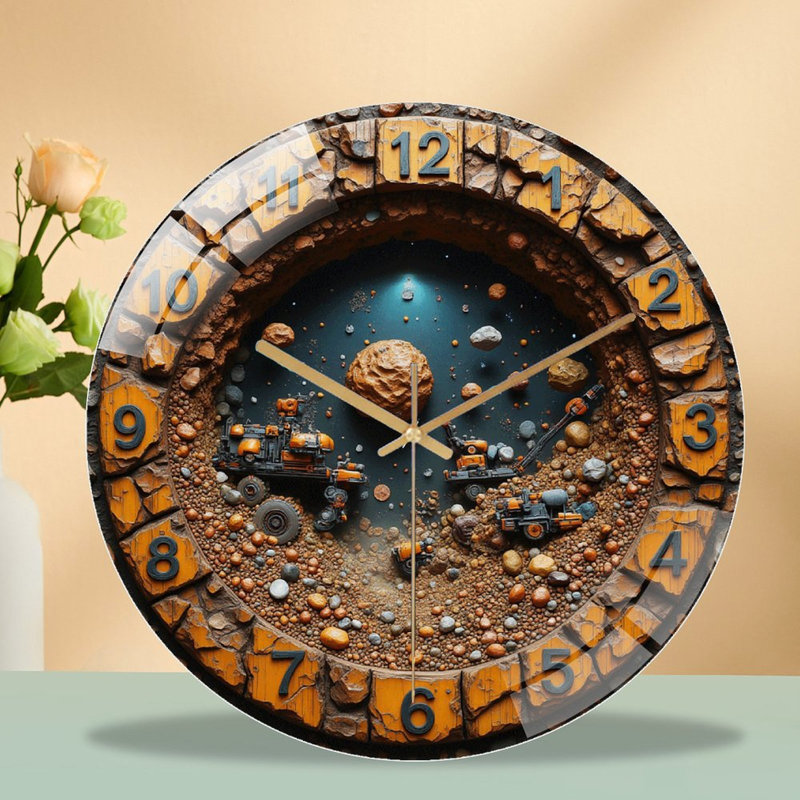 Horloge murale unique en verre 12 po Mining Machines