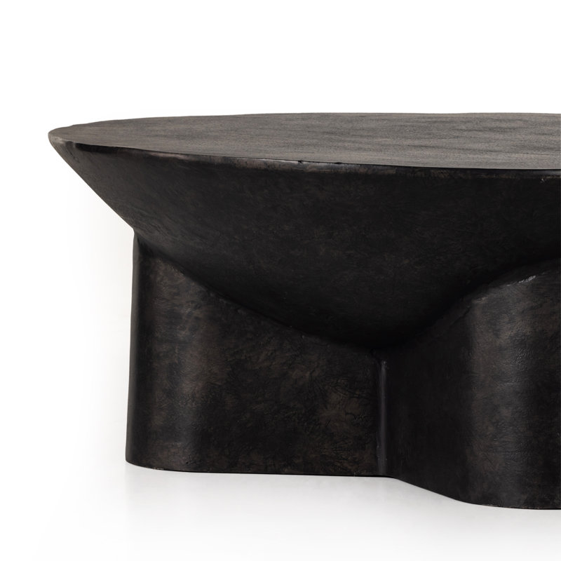 Table basse à piédestal en aluminium, H 15,25 po x L 36 po x l 36 po