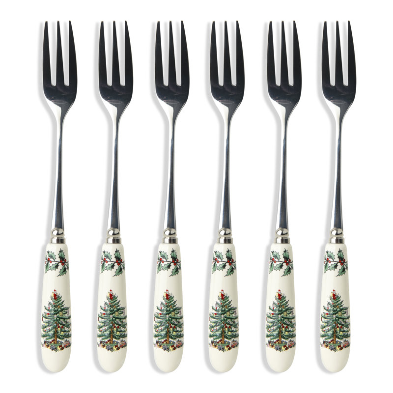 Spode Christmas Tree Pastry Forks 6"