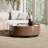 Walnut Round Coffee Table with 2 Hidden Storage Drawers for Living Room or Home Office-8353917