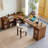 Nut-brown L-Shaped Solid Wood  desk-15740120-15739941