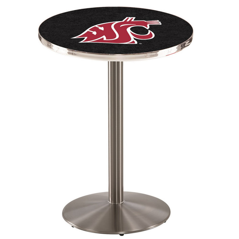 Round Metal Base Dining Table, Stainless Steel, Washington State University