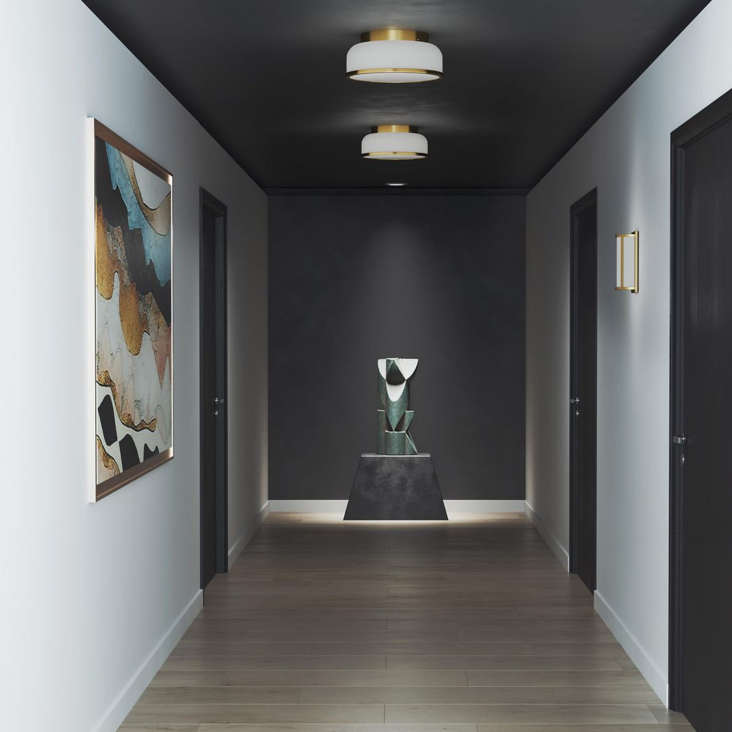 Asuna 2 Light Glass Flush Mount, Brushed Bronze