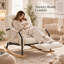 Fauteuil à bascule surdimensionné en velours côtelé avec repose-pieds rétractable, dossier réglable en 4 positions, coussin lombaire et poche latérale, supportant jusqu'à 159 kg (350 lb), beige-129757707