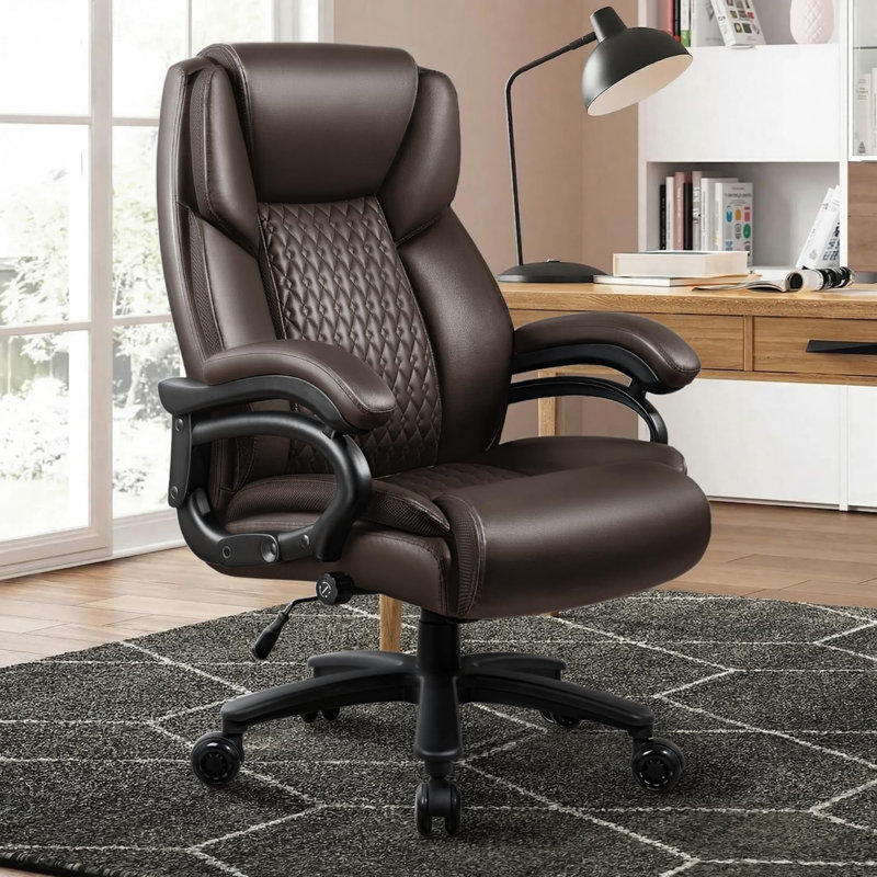Carter Big and Tall Office Chair 500lbs, Adjustable Lumbar Support Executive Office Chair, Brown