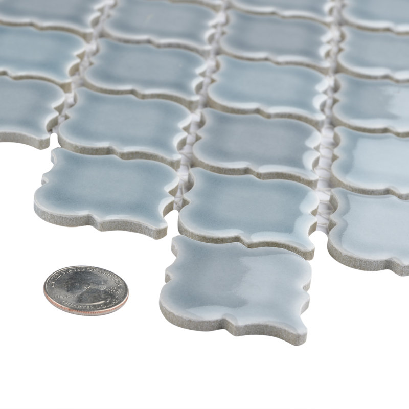 Hudson Tangier 2" x 2" Porcelain Mosaic Wall & Floor Tile, Gray/High Sheen