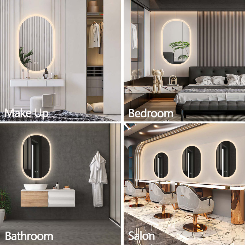 Miroir de salle de bain mural Hailea, 40 po x 24 po