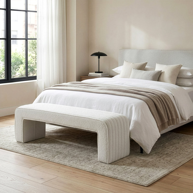 Banc rembourré Benicia, Blanc