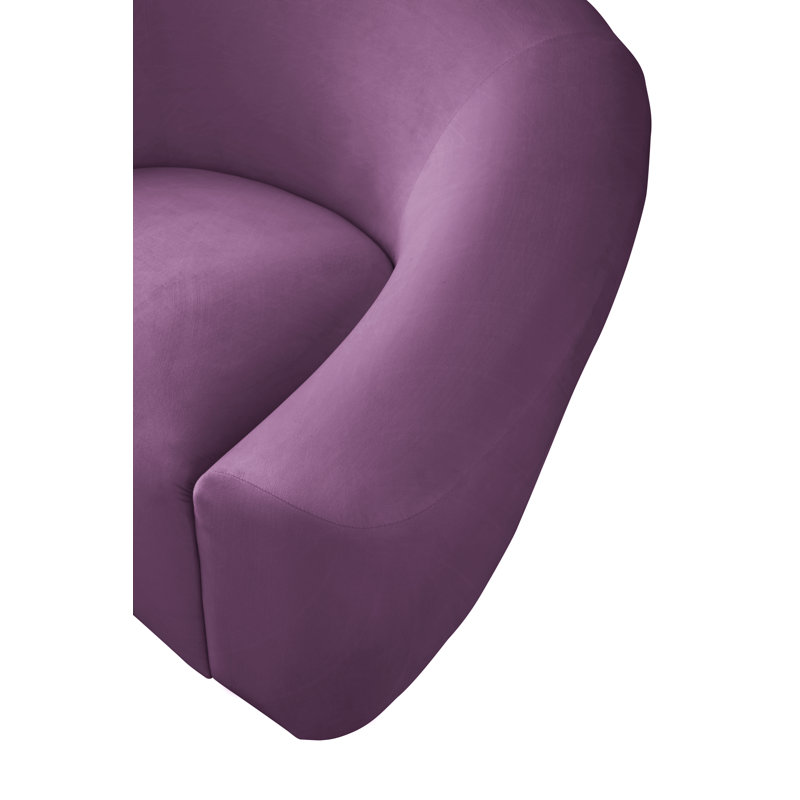 Canapé courbé Alaw, Velours mauve, H 29,5 po x l 91 po x P 35,5 po