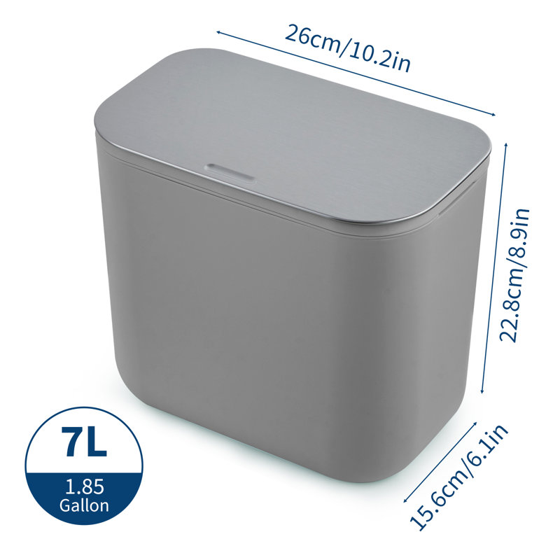 Petite poubelle suspendue avec couvercle en acier inoxydable, bac à compost sans odeur, poubelle peu encombrante pour armoire, sous évier, véhicule récréatif, salle de bain