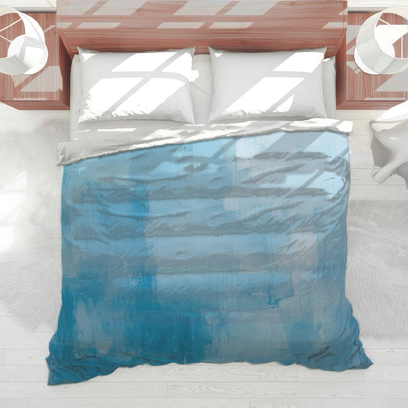 Blue Brush Stroke Texture Comforter, Queen