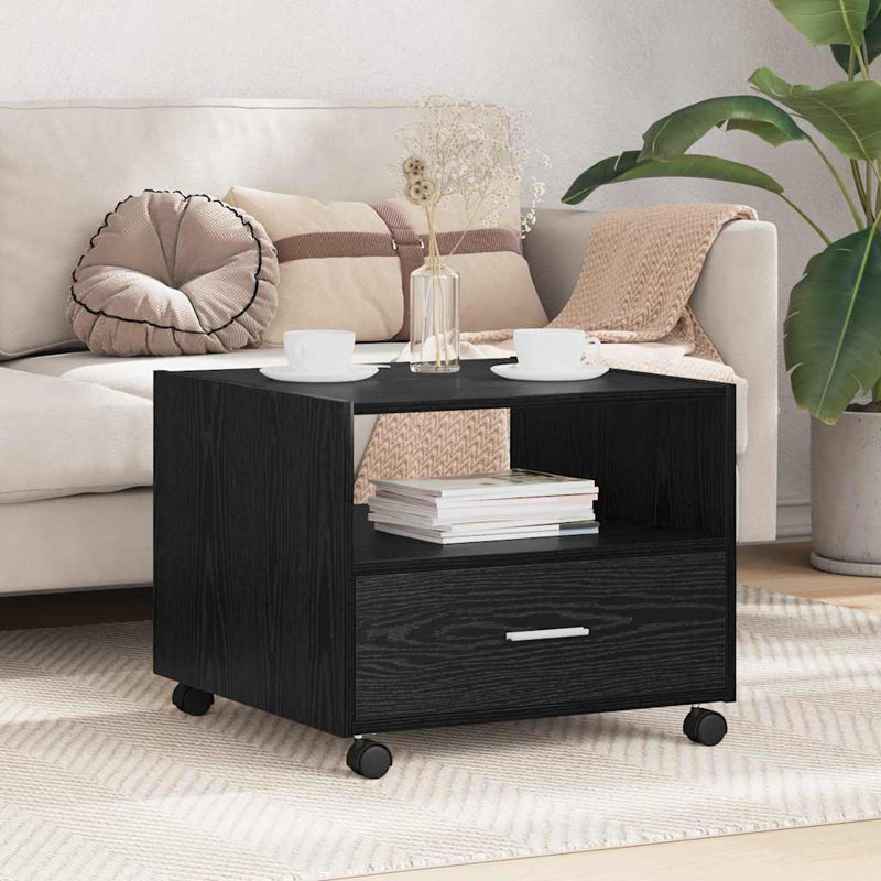 Coffee Table with Storage, Black Oak
