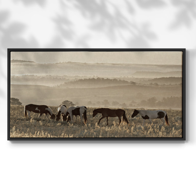 Wild Horse Sanctuary - Toile tendue avec châssis encadré - Prêt à être accroché, Noir, H 17 po x l 33 po