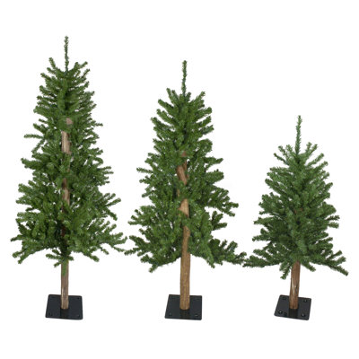 Ensemble de 3 arbres de Noël artificiels alpins - non éclairés