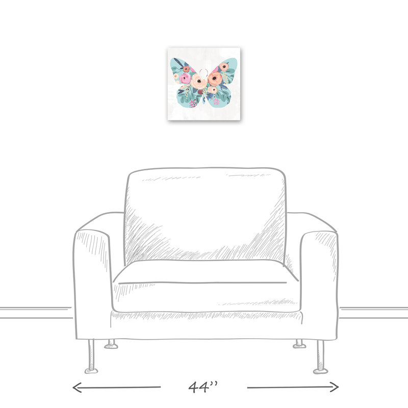 Art sur toile papillon floral Clooney, H 12 po x l 12 po x P 1,25 po
