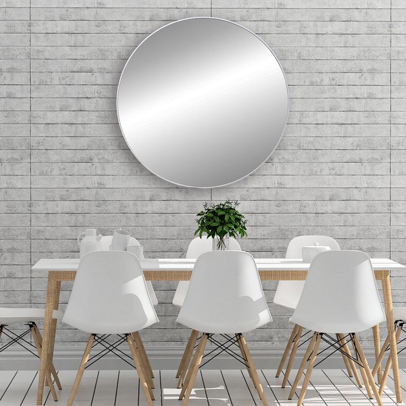 Lily, miroir ovale avec cadre en métal - 24 x 30, 27,56 po x 27,56 po, Argent