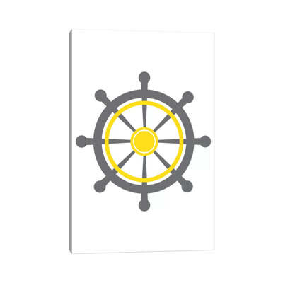 «Yellow Boat Wheel Nordic Design», impression d'art graphique