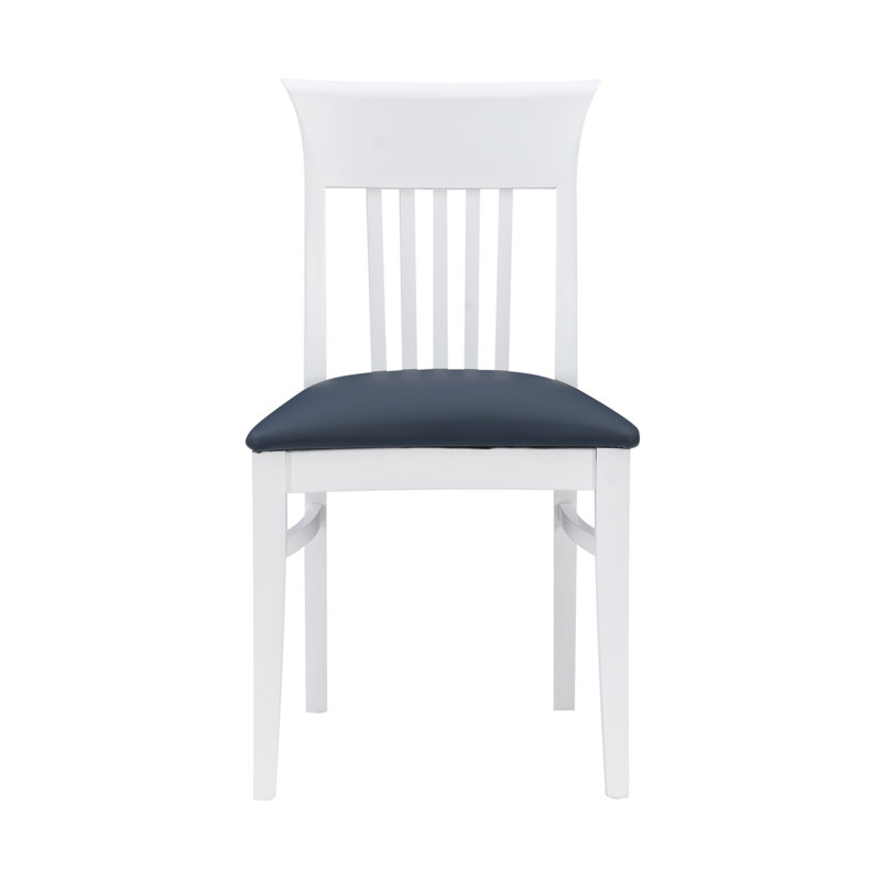 Coastal Cottage Charm White Faux Leather Dining Chairs, Set of 2