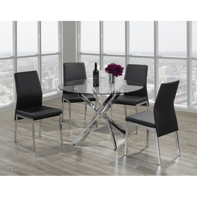 Meredith 4 - Person Glass Top Four Leg Dining Set