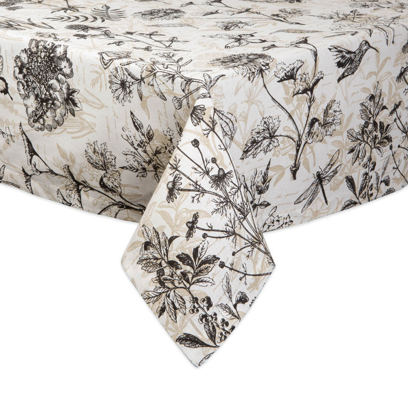 Georgina Floral 100% Cotton Tablecloth, 84" L x 60" W