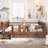 Queen Size Solid Wood Kids Floor Bed with Storage Bookcases, Drawers, Cute Stairs & Guardrails, No Box Spring, Natural-825200372-825200368
