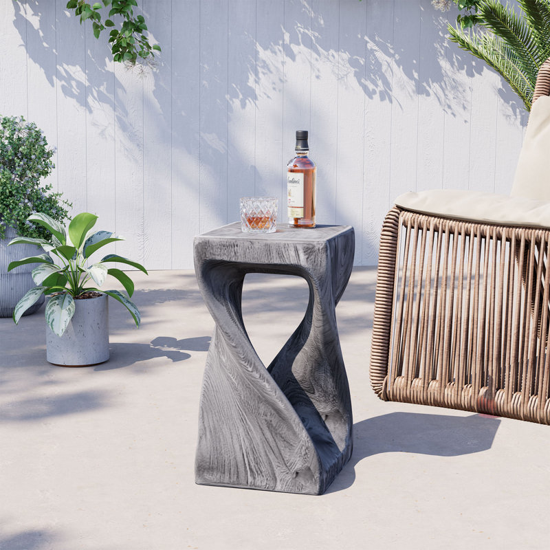 Outdoor Twisted Concrete Side Table