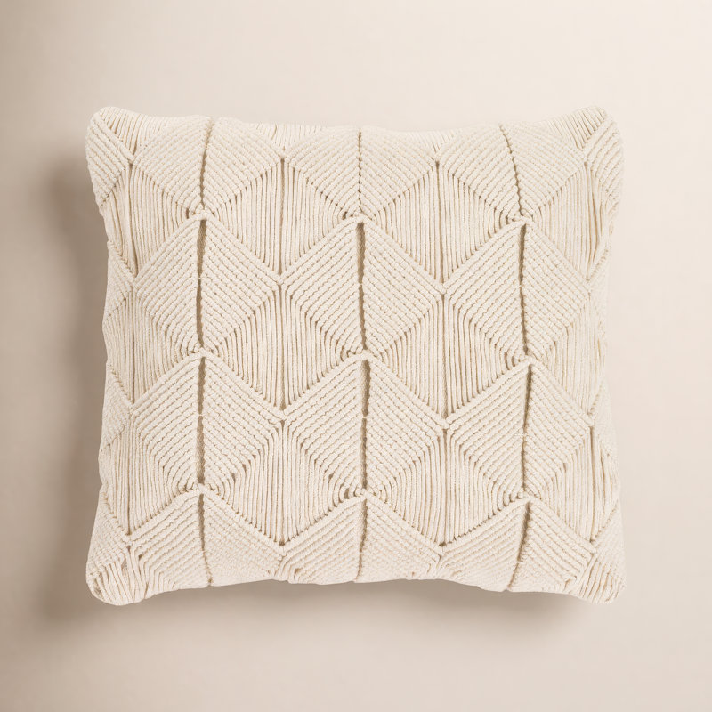 Coussin en coton Hannigan, Crème, Duvet