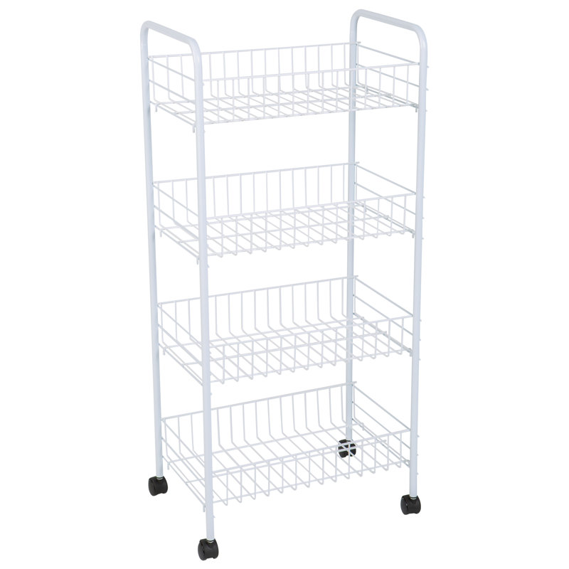White 4-Tier Rolling Utility Storage Cart