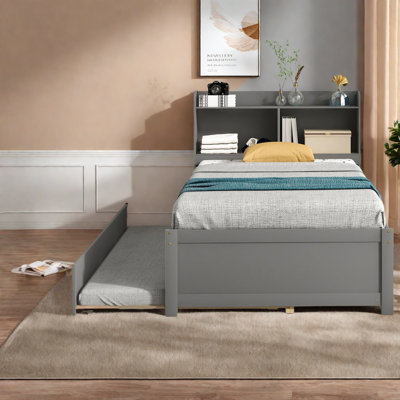 Lits simples peu encombrants avec rangement et lit gigogne en pin gris pour les maisons modernes