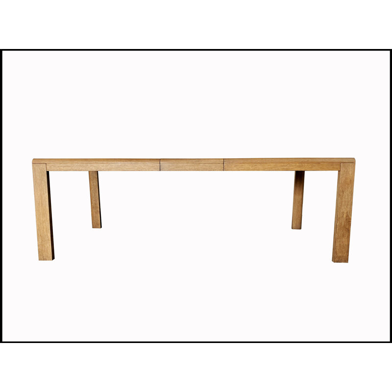 Table de salle à manger extensible en placage d'orme avec rallonge pour une expérience de repas polyvalente et élégante