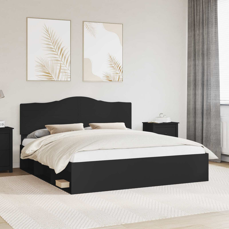 Solid Wood Bed, Black, Super King (6')